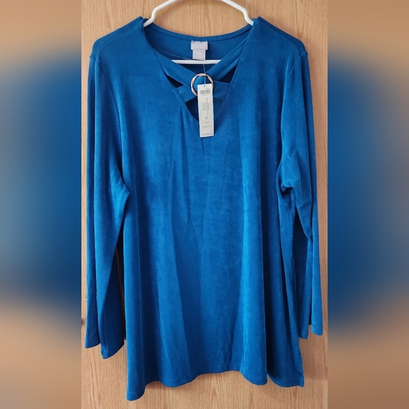 Chico's Blue Cut Out Blouse - Picture 1 of 4